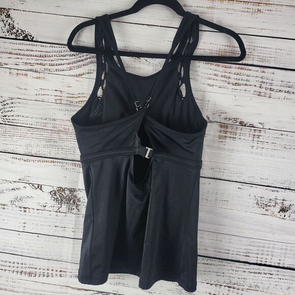 Athleta Tankini Swim Top 38B/C Womens Black Underwired Pullover Swimwear - Picture 7 of 12